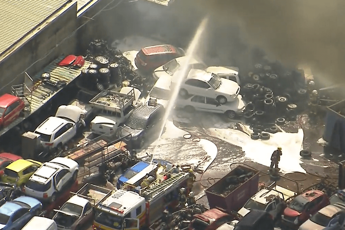 Article image for Brendale blanketed in smoke as fire tears through industrial yard