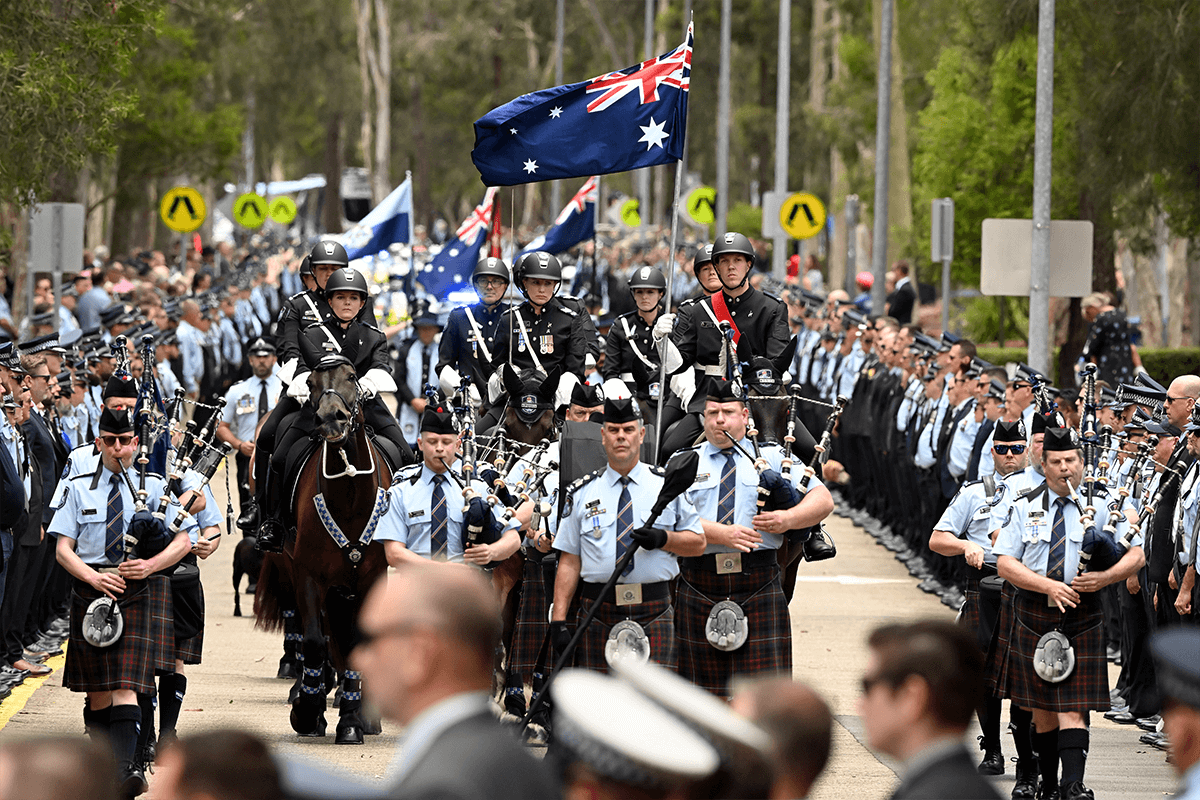 Article image for Fallen officers farewelled with full honours, awarded bravery medals